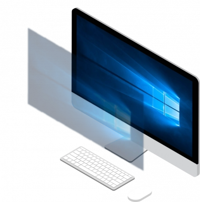 Desktop mit Windows Hintergrund