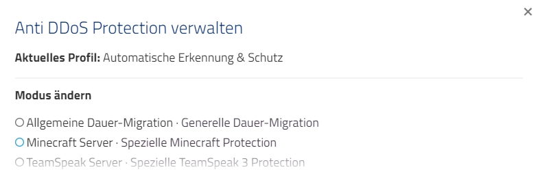 Anti DDoS Protection Verwaltung Anti DDoS Protection Verwaltung