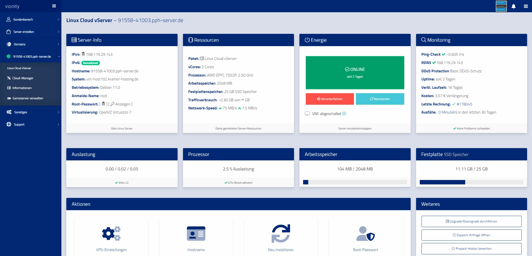 Prepaid Hoster Cloud Manager